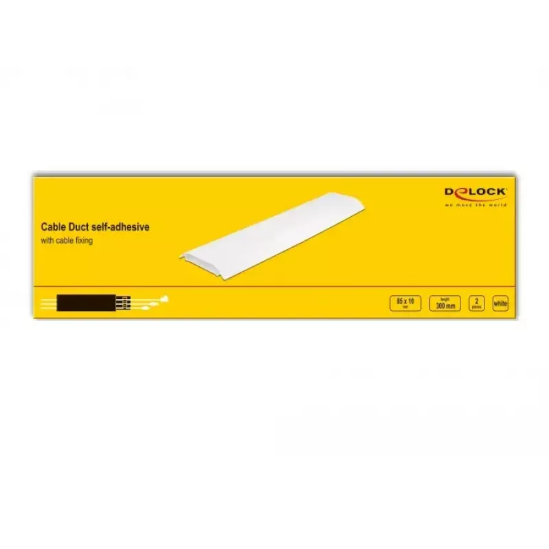Canalina portacavi DELOCK 20886, polipropilene, bianco, 300×85×10 mm, 2 pz.