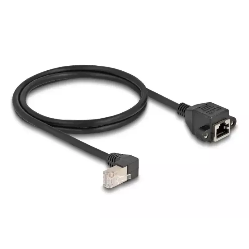 Prolunga di rete DeLOCK S/FTP RJ45 90° angolare a RJ45 Cat.6A 1 m nero