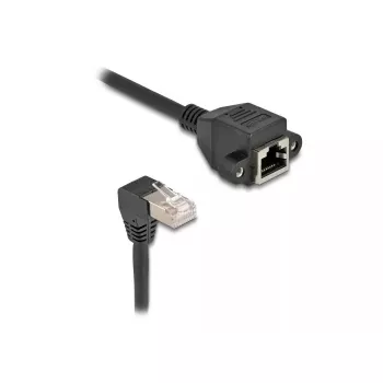 Prolunga di rete DeLOCK S/FTP RJ45 90° angolare a RJ45 Cat.6A 1 m nero
