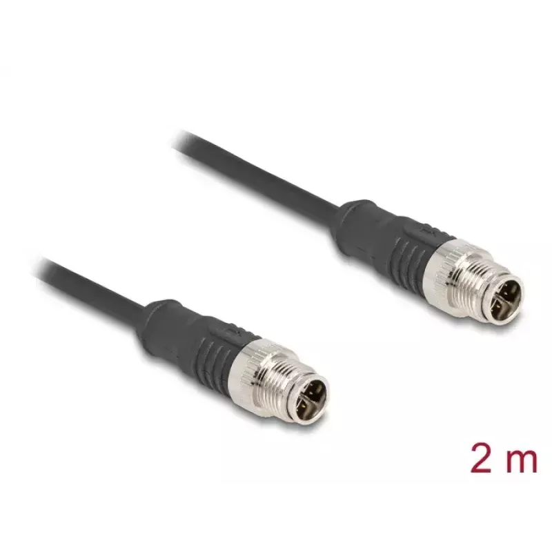 Cavo di rete DeLOCK M12 X-codificato 8 poli connettore maschio su connettore maschio Cat5e 2 m nero