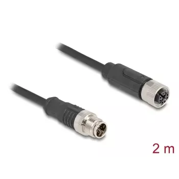 Cavo di rete DeLOCK M12 X-codificato 8 poli connettore maschio su connettore femmina Cat5e 2 m nero