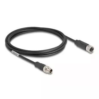 Cavo di rete DeLOCK M12 X-codificato 8 poli connettore maschio su connettore femmina Cat5e 2 m nero