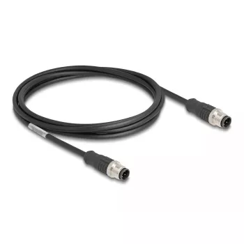 Cavo di rete DeLOCK M12 D-codificato 4 poli connettore maschio su connettore maschio Cat5e 2 m nero