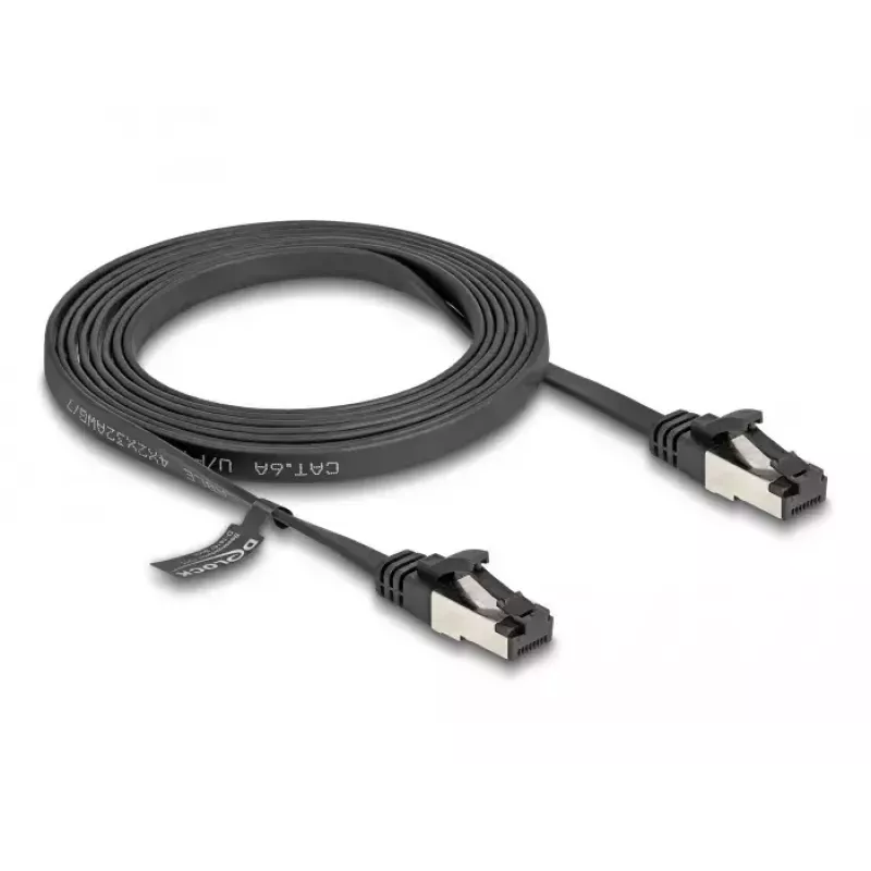 Cavo di rete DeLOCK RJ45 patch cable piatto connettore maschio su connettore maschio Cat.8.1 2 m nero