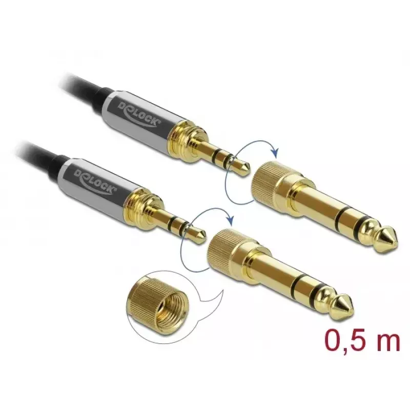 Cavo audio DeLOCK 85784 0,5 m 3,5 mm nero grigio