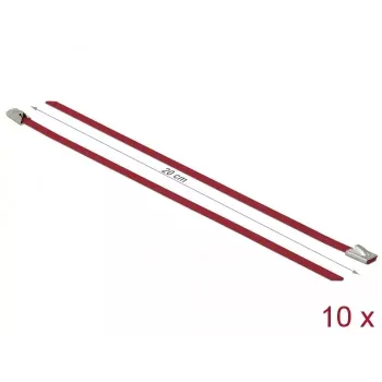 Fascette fermacavi DeLOCK 18777 acciaio inox rosso 200 mm 10 pz.
