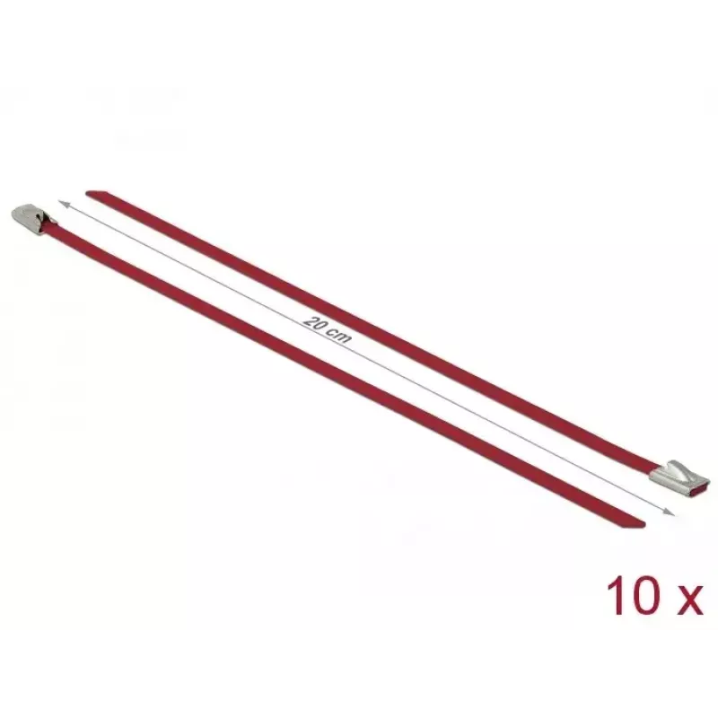 Fascette fermacavi DeLOCK 18777 acciaio inox rosso 200 mm 10 pz.