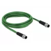 DeLOCK 85918 Cavo industriale M12 codifica D a 4 pin spina-spina, SF/FTP, privo di alogeni, 2 m, verde