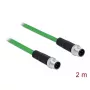DeLOCK 85918 Cavo industriale M12 codifica D a 4 pin spina-spina, SF/FTP, privo di alogeni, 2 m, verde