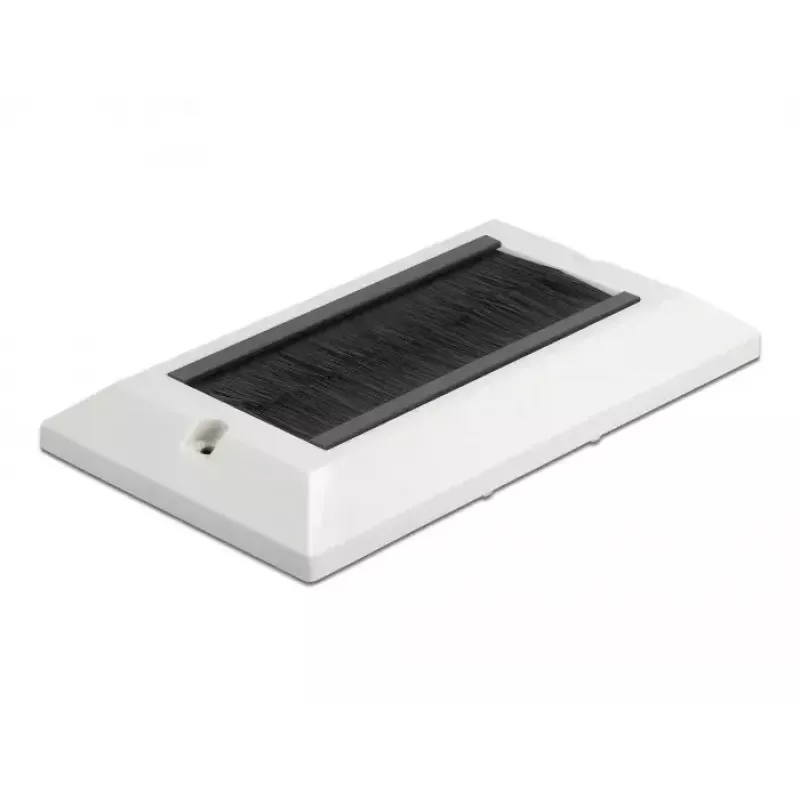 DeLOCK Piastra di copertura per gestione cavi 146 x 86 mm con strisce a spazzola nere, bianco (66492)