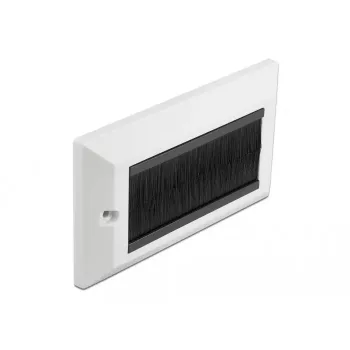 DeLOCK Piastra di copertura per gestione cavi 146 x 86 mm con strisce a spazzola nere, bianco (66492)