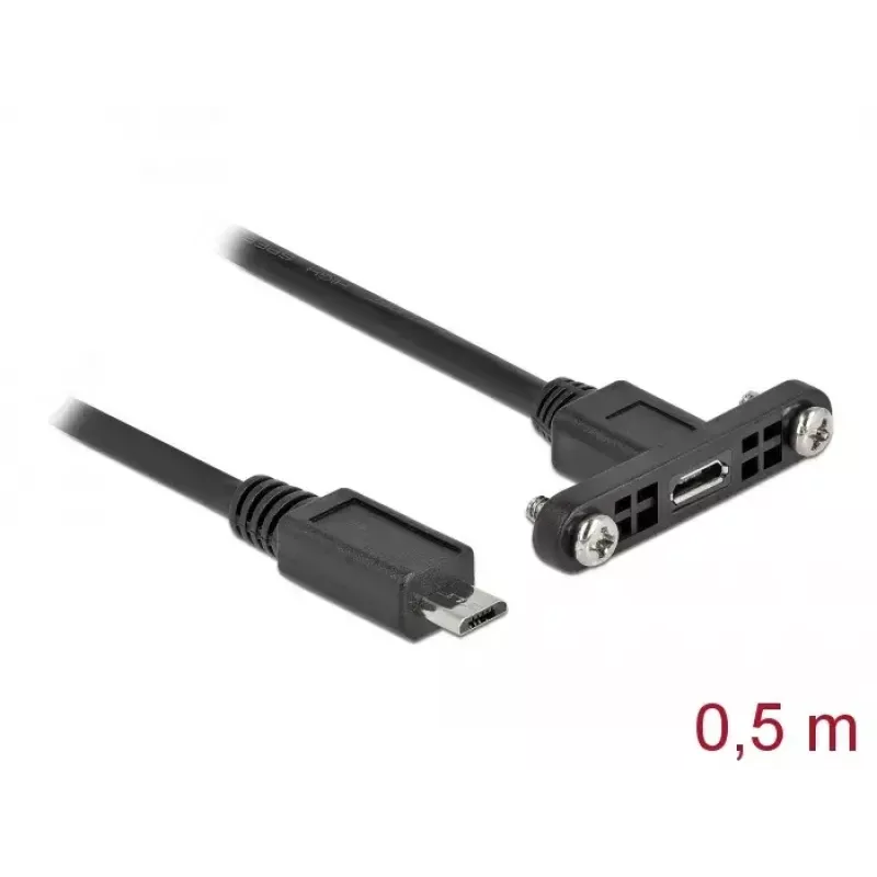 Cavo DeLOCK USB 2.0 Micro-B femmina per montaggio a pannello a USB 2.0 Micro-B maschio 0,5 m