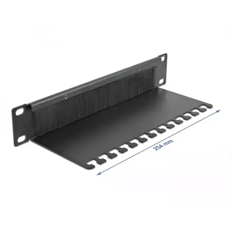 Pannello con setole DeLOCK 10 pollici barra passacavi con piastra di supporto cavi 1 U nero