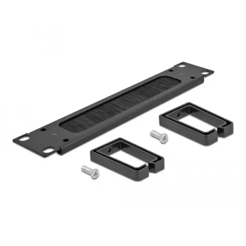 Pannello con setole DeLOCK 10 pollici barra passacavi con 2 ganci 1U nero