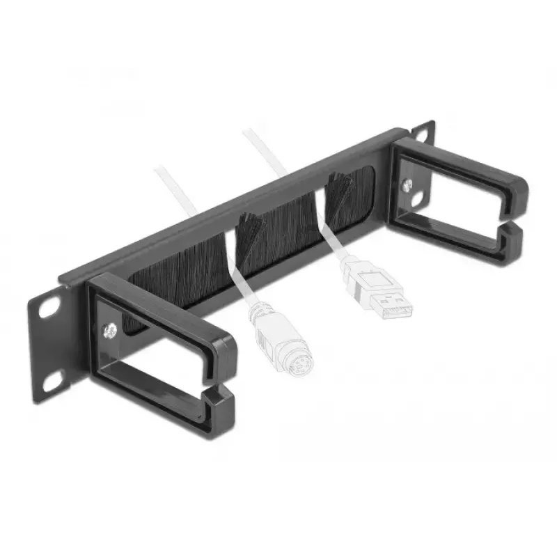 Pannello con setole DeLOCK 10 pollici barra passacavi con 2 ganci 1U nero