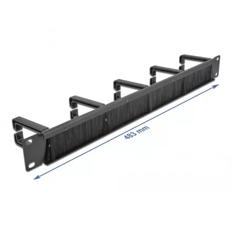Pannello con setole DeLOCK 19 pollici barra passacavi con 5 ganci 1U nero