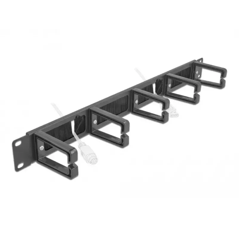 Pannello con setole DeLOCK 19 pollici barra passacavi con 5 ganci 1U nero