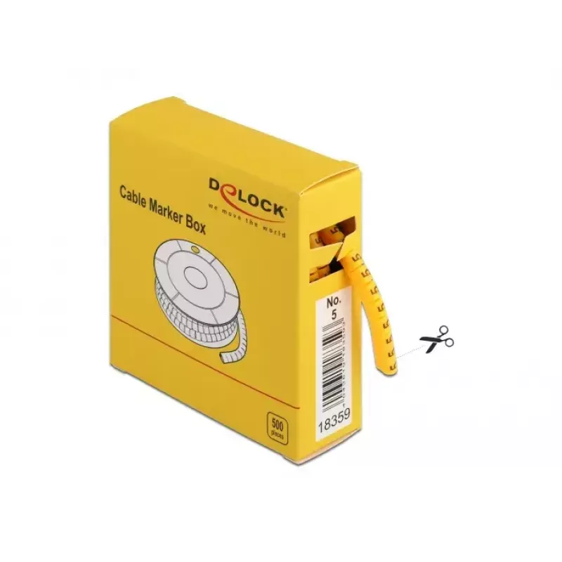 Marcatore per cavi DeLOCK 18359 giallo 500 pz.