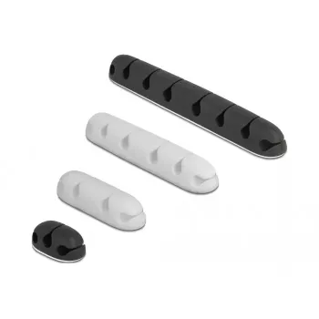Fermacavi DeLOCK 18402 set combinato autoadesivo 4 pezzi nero bianco