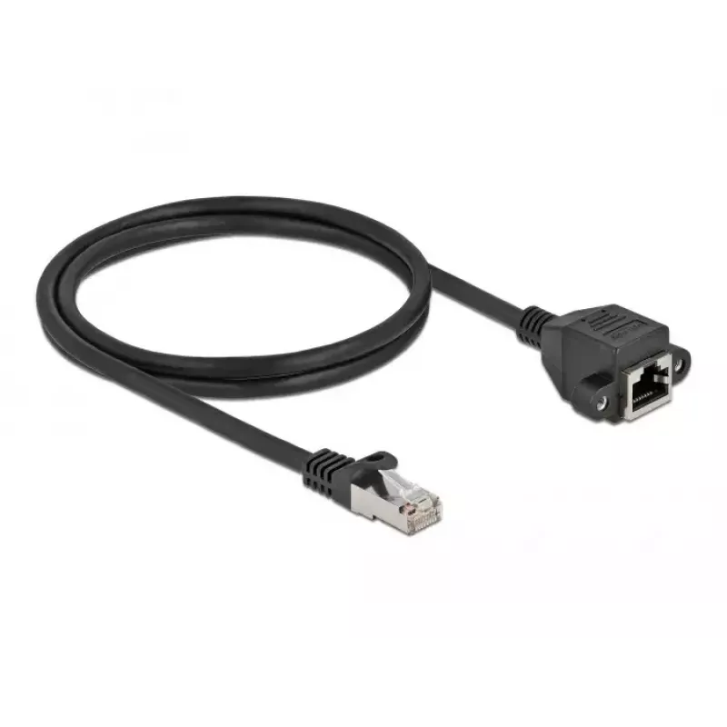 Cavo di prolunga di rete DeLOCK S/FTP RJ45 maschio su RJ45 femmina Cat.6A 1 m nero 87001