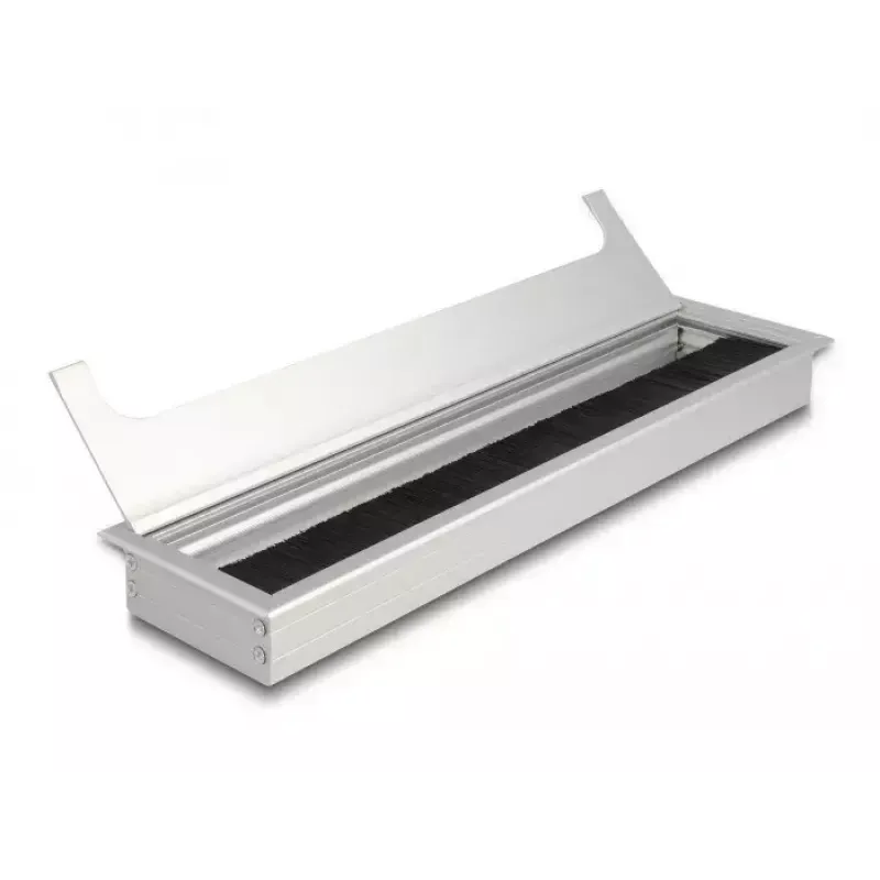Passacavi da scrivania DELOCK 66863, argento, 80×300×28 mm, 1 pezzo