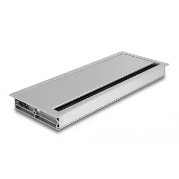Passacavi DELOCK 66864 per scrivania, argento, 120×300×28 mm