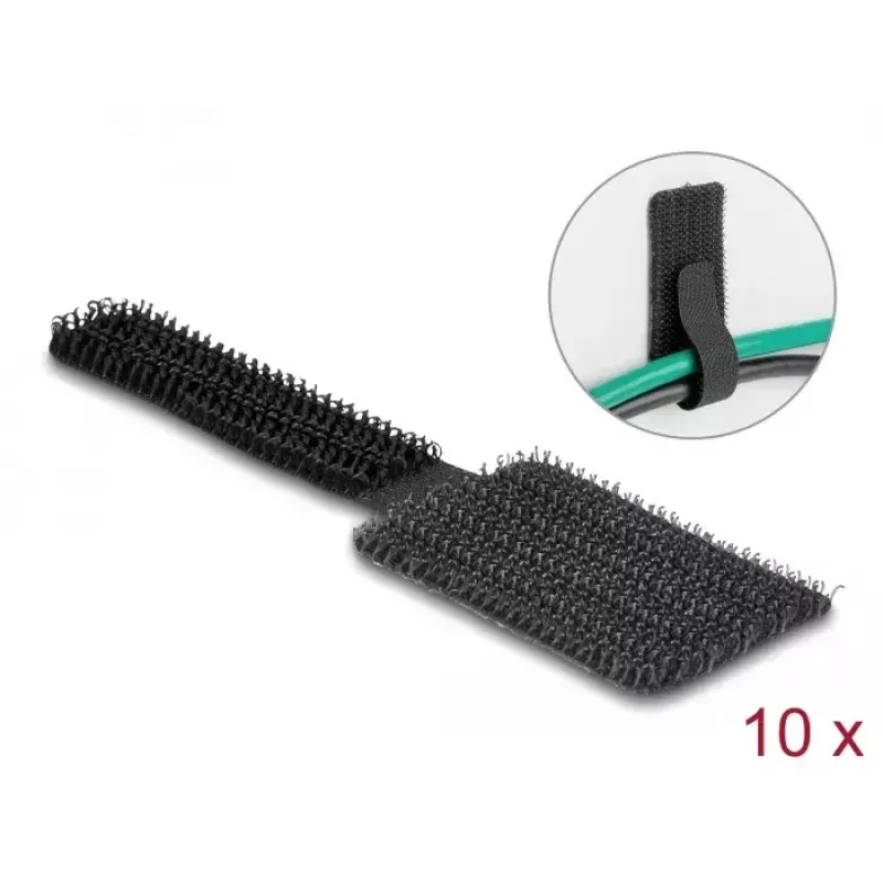 Fermacavi mini in velcro DeLOCK 90 mm x 24 mm autoadesivo 10 pezzi nero