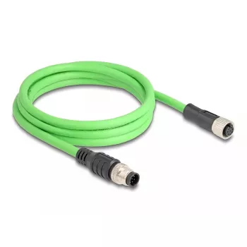 Cavo di rete DeLOCK M12 codifica A 8 poli maschio a femmina PUR (TPU) 2 m nero