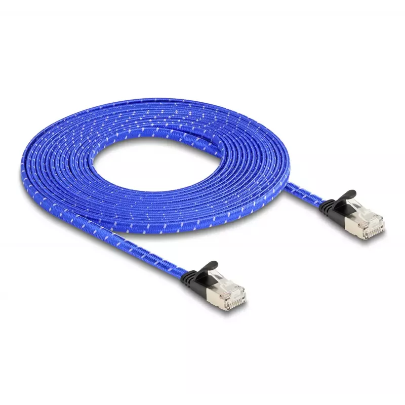 Cavo di rete DeLOCK RJ45 piatto Cat.6A 5 m blu