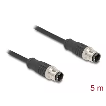 Cavo di rete DeLOCK M12 codifica D 4 poli maschio a maschio Cat5e 5 m nero