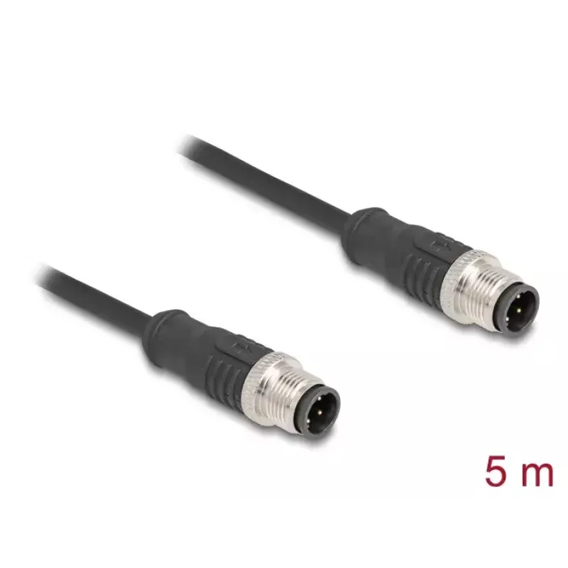Cavo di rete DeLOCK M12 codifica D 4 poli maschio a maschio Cat5e 5 m nero