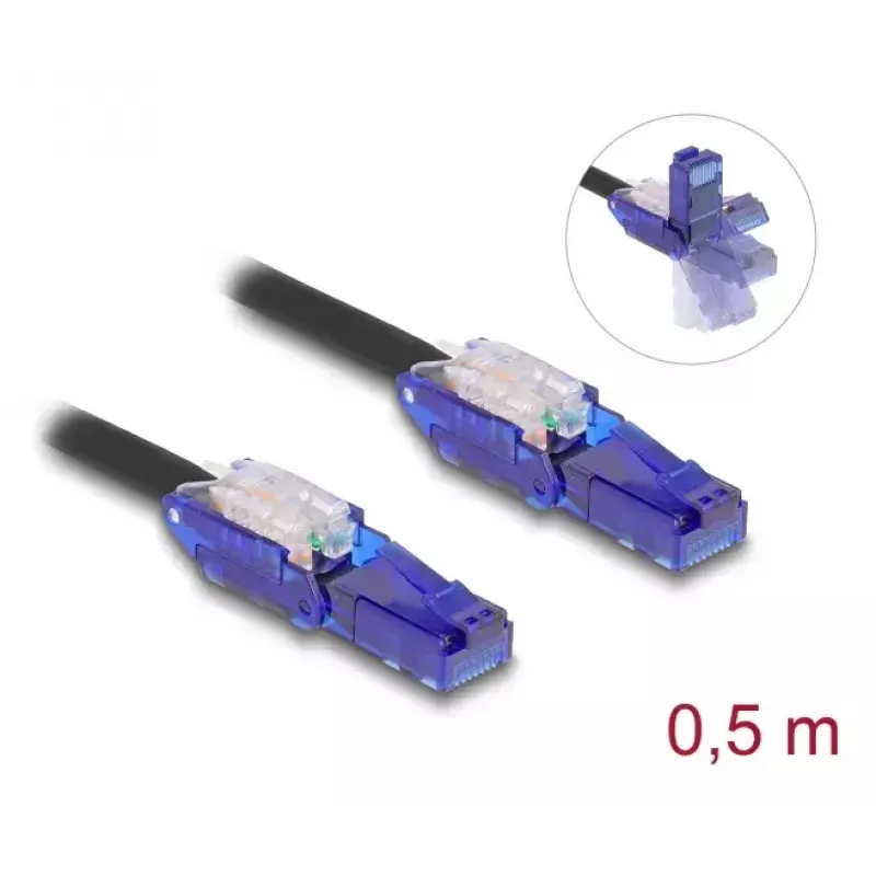 Cavo di rete DeLOCK 80925 RJ-45 Cat6 0,5m nero viola