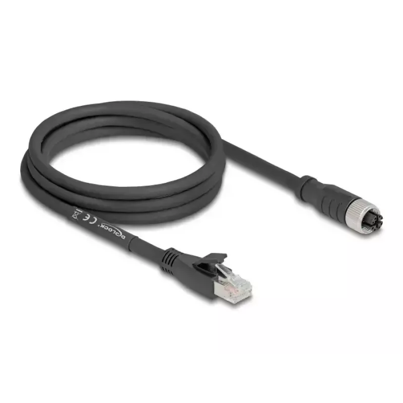 Cavo di rete DeLOCK 80590 M12 a RJ-45 Cat5e 2 m nero