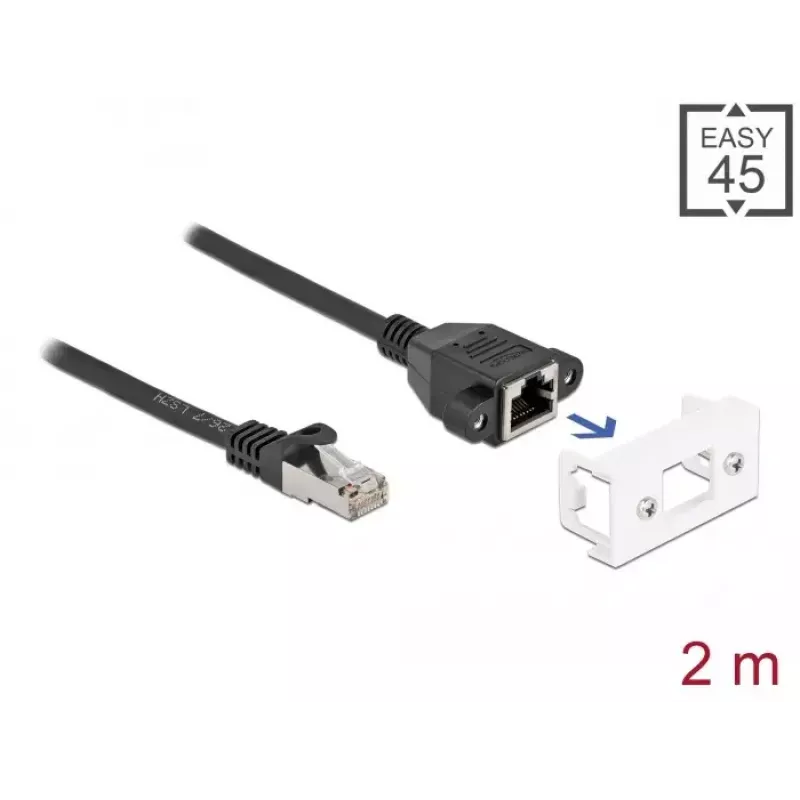 Cavo di rete DeLOCK 87112 2m Cat6a S/FTP RJ-45 nero bianco