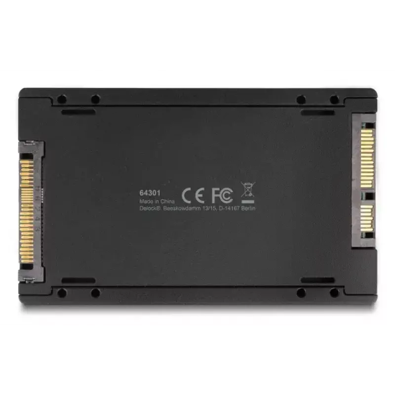 DELOCK Adattatore di interfaccia U.2 (SFF-8639) su M.2 Key M NVMe SSD, modello 64301, nero, connettore maschio host