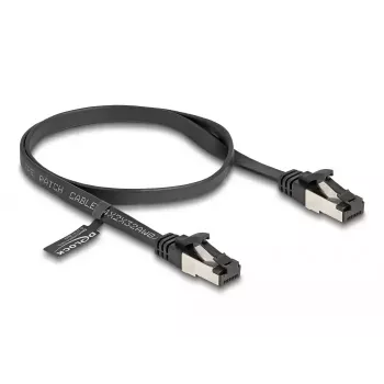 Cavo di rete DeLOCK RJ45 patch piatto connettore maschio a connettore maschio Cat.8.1 flessibile 0,5 m nero