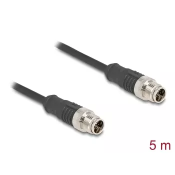 Cavo di rete DeLOCK M12 codificato X 8 poli connettore maschio su connettore maschio Cat5e 5 m nero