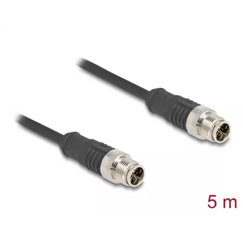 Cavo di rete DeLOCK M12 codificato X 8 poli connettore maschio su connettore maschio Cat5e 5 m nero