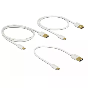 Delock Cavo dati e ricarica USB 2.0 Type-A a Micro-B, set da 3 pezzi, bianco