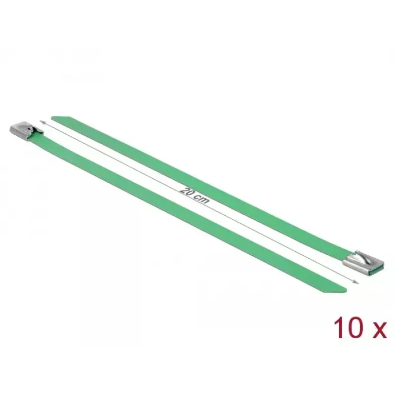 Fascetta DeLOCK 18805 acciaio verde 200mm 10 pz.