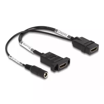 Cavo HDMI DeLOCK 4K 60 Hz con alimentazione DC 2,1 x 5,5 mm 0,30 m Panel-Mount