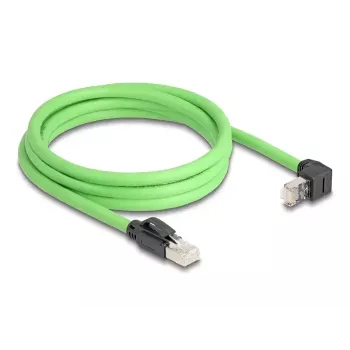 Cavo di rete DeLOCK RJ45 Cat.6A connettore maschio a connettore maschio angolato verso l'alto 2 m verde