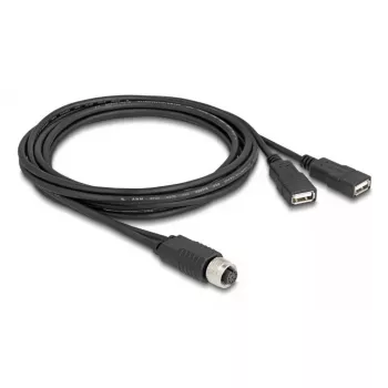 Cavo sensore/attuatore DeLOCK 2 m M12 2 x USB Type-A nero 60291