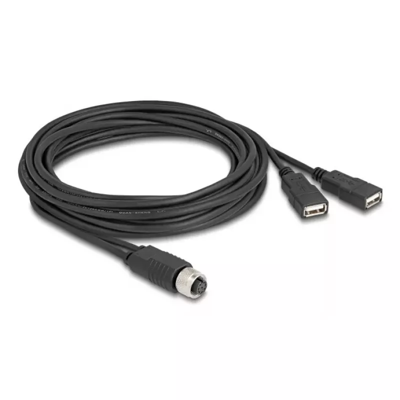 Cavo sensore/attuatore DeLOCK 60651 3 m M12 2 x USB Type-A nero