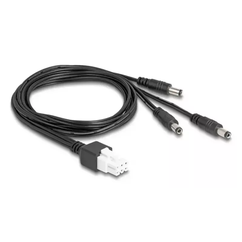 DeLOCK 90168 Cavo Mini-Fit 6 pin a 3x spina DC 5,5x2,5 mm, 1 m, nero