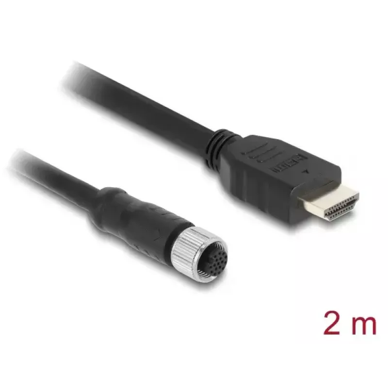Cavo DELOCK M12 codifica A 17 poli (connettore femmina) a HDMI (connettore maschio) 2 m