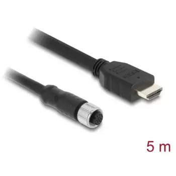 Cavo DELOCK M12 codifica A connettore femmina 17 poli a connettore maschio HDMI 5 m nero
