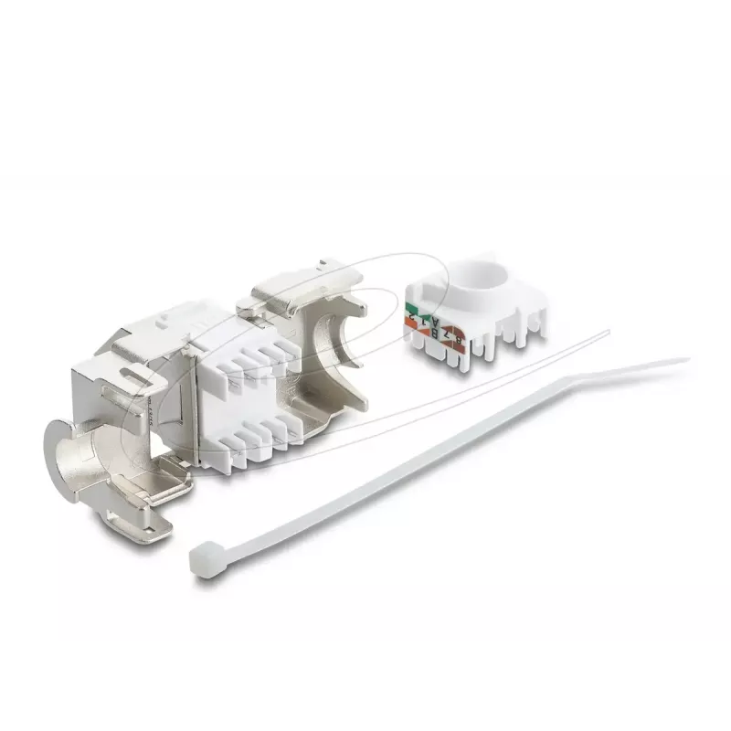 Delock 90938 Modulo Keystone da RJ45 a LSA Cat.6A, angolato a 45 gradi, schermato, passaggio cavo a 180 gradi, senza attrezzi