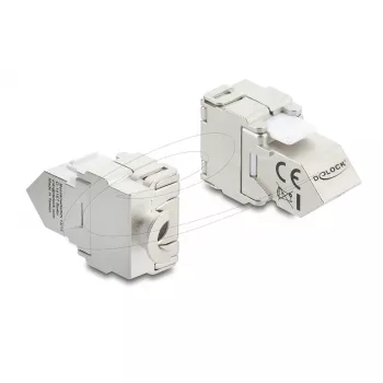 Delock 90938 Modulo Keystone da RJ45 a LSA Cat.6A, angolato a 45 gradi, schermato, passaggio cavo a 180 gradi, senza attrezzi