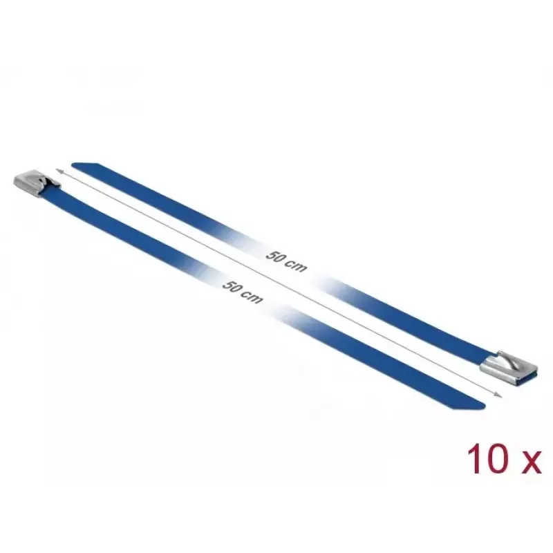 Fascetta fermacavi DeLOCK 18800 acciaio blu 500 mm 10 pezzi
